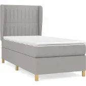 vidaXL Letto a molle con materasso grigio chiaro 90x200 cm in tessuto