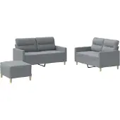 vidaXL Set divano 3 pezzi con cuscini in tessuto grigio chiaro
