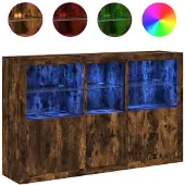 vidaXL Credenza con luci LED rovere fumé 162x37x100 cm