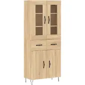 vidaXL Credenza Sonoma-quercia 69,5x34x180 cm Materiale a base di legno