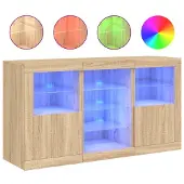 vidaXL Credenza con luci LED Rovere Sonoma 123x37x67 cm