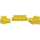vidaXL Set divano 3 pezzi con cuscini in tessuto giallo chiaro