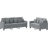vidaXL Set divano 2 pezzi con cuscini in tessuto grigio chiaro