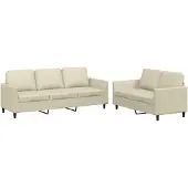 vidaXL Set divano 2 pezzi con cuscini in Pelle finta crema