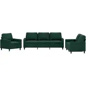 vidaXL Set divano 3 pezzi con cuscini in velluto verde scuro