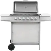 vidaXL Barbecue a gas a 6 fiamme in acciaio inox argento