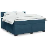 vidaXL Letto a molle con materasso blu 180x200 cm in velluto
