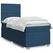 vidaXL Letto a molle con materasso blu 90x190 cm in tessuto