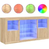 vidaXL Credenza con luci LED Rovere Sonoma 142,5x37x67 cm