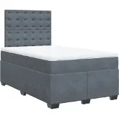 vidaXL Letto a molle con materasso grigio scuro 120x190 cm in velluto
