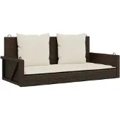 vidaXL Panca sospesa con cuscini Marrone 119x56x48 cm Poly rattan