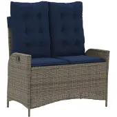 vidaXL Panchina da giardino regolabile con cuscino Grigio Poli Rattan