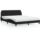 vidaXL Letto con materasso nero 160x200 cm in tessuto