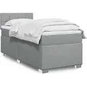 vidaXL Letto a molle con materasso grigio chiaro 80x200 cm in tessuto