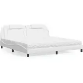 vidaXL Letto "Viana" con materasso Bianco 200x200 cm Pelle finta