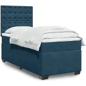vidaXL Letto a molle con materasso blu 100x200 cm in velluto