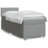 vidaXL Letto a molle con materasso grigio chiaro 90x190 cm in tessuto