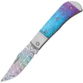 Kizer Cutlery Coltello pieghevole Trestle Rainbow Damascus, Gray Aluminum & Crystallzied Ti