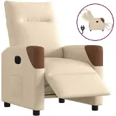 vidaXL Poltrona relax elettrica in tessuto crema