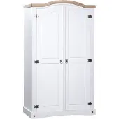 vidaXL Armadio in legno di pino stile Messico 2 ante bianco