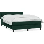 vidaXL Letto a molle con materasso verde scuro 160x220 cm in velluto