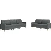 vidaXL set divano 2 pezzi tessuto grigio scuro