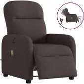 vidaXL Sedia da massaggio elettrica in tessuto marrone scuro