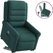 vidaXL Poltrona relax con ausilio per l'alzata in tessuto verde scuro