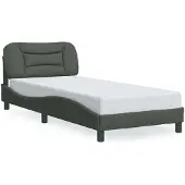 vidaXL Giroletto con testiera in tessuto grigio scuro 90x200 cm