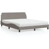vidaXL Letto con materasso "Dover" Taupe 160x200 cm in tessuto