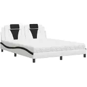 vidaXL letto "Viana" con materasso bianco e nero 160x200 cm in ecopelle