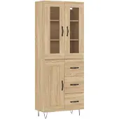vidaXL Credenza Sonoma-quercia 69,5x34x180 cm Materiale a base di legno
