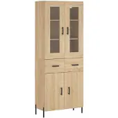 vidaXL Credenza Sonoma-quercia 69,5x34x180 cm Materiale a base di legno