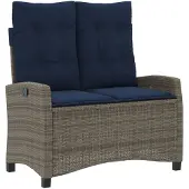 vidaXL Panchina da giardino regolabile con cuscino Grigio Poli Rattan