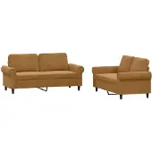 vidaXL set divano 2 pezzi con cuscini in velluto marrone