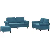 vidaXL Set divano 3 pezzi con cuscini in velluto blu