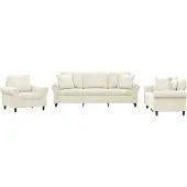 vidaXL Set divano 3 pezzi con cuscini in velluto crema