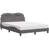 vidaXL letto "Viana" con materasso grigio 140x200 cm in Pelle finta