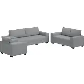 vidaXL Set divano 3 pezzi con cuscini in tessuto grigio chiaro