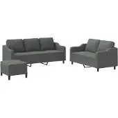 vidaXL Set divano 3 pezzi con cuscini in tessuto grigio scuro