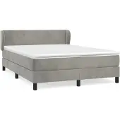 vidaXL Letto a molle con materasso grigio chiaro 140x190 cm in velluto
