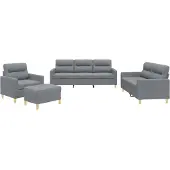 vidaXL Set di divani 4 pezzi con cuscini in tessuto grigio chiaro