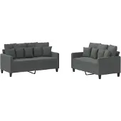 vidaXL set divano 2 pezzi con cuscini in tessuto grigio scuro