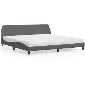 vidaXL Letto con materasso "Dover" grigio 200x200 cm in Pelle finta