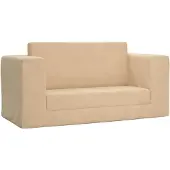vidaXL Divano letto per bambini 2 posti crema Morbido peluche