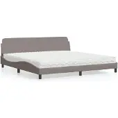 vidaXL Letto con materasso "Dover" Taupe 200x200 cm in tessuto