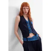 Desigual , Gilet doppiopetto, Donna, Blu, XL