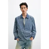 Desigual , Camicia a quadri a maniche lunghe, Uomo, Cotone, Blu, M