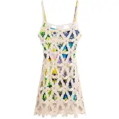 Desigual , vestito crochet bianco, Donna, Cotone, Bianco, L