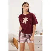 Trendyol Shorty beige chiaro / borgogna / bianco